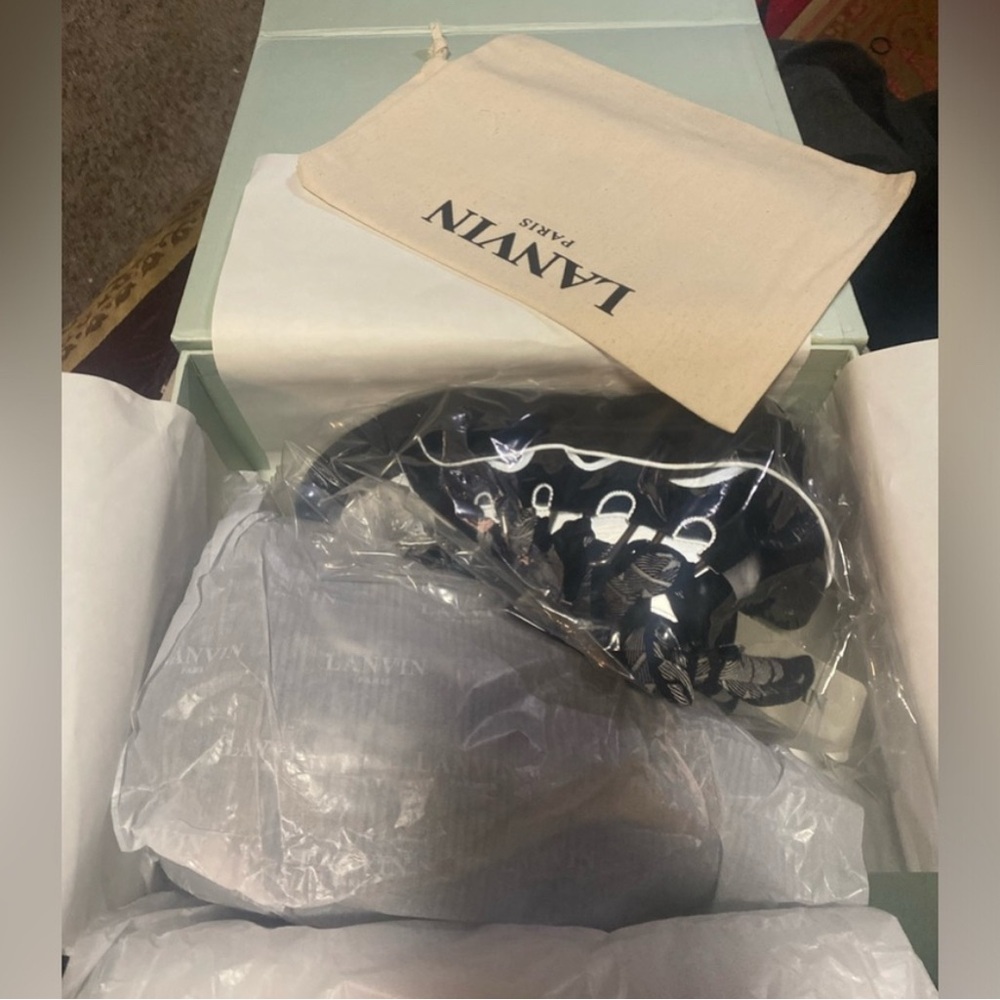 Lanvin Black and White Modern Sneakers with Breathable Mesh